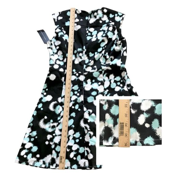 NWT French Connection fit & flare cotton mini dress. size 12, Gray, blue print - Picture 9 of 11